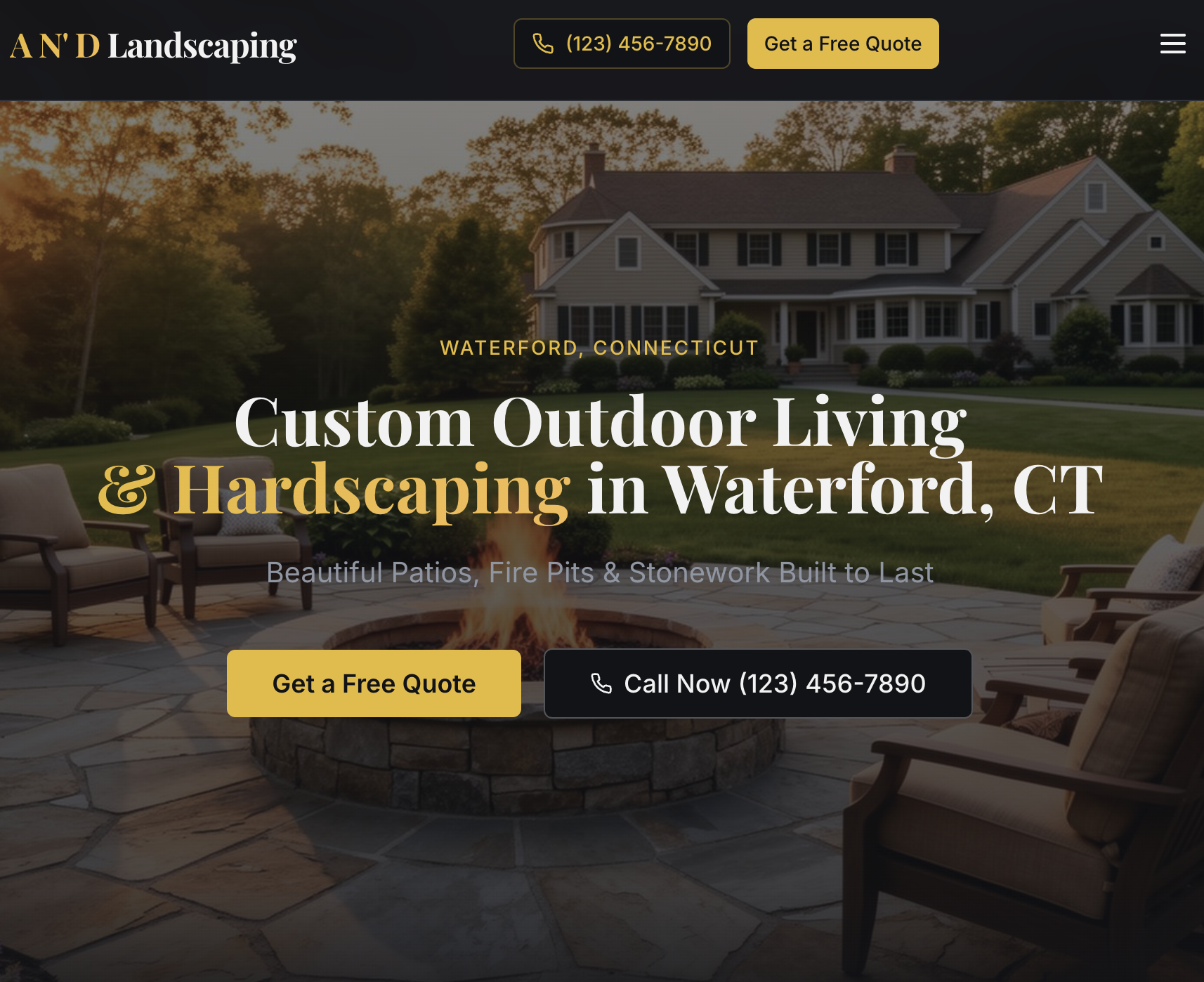 A N' D Landscaping website designed by Arveon